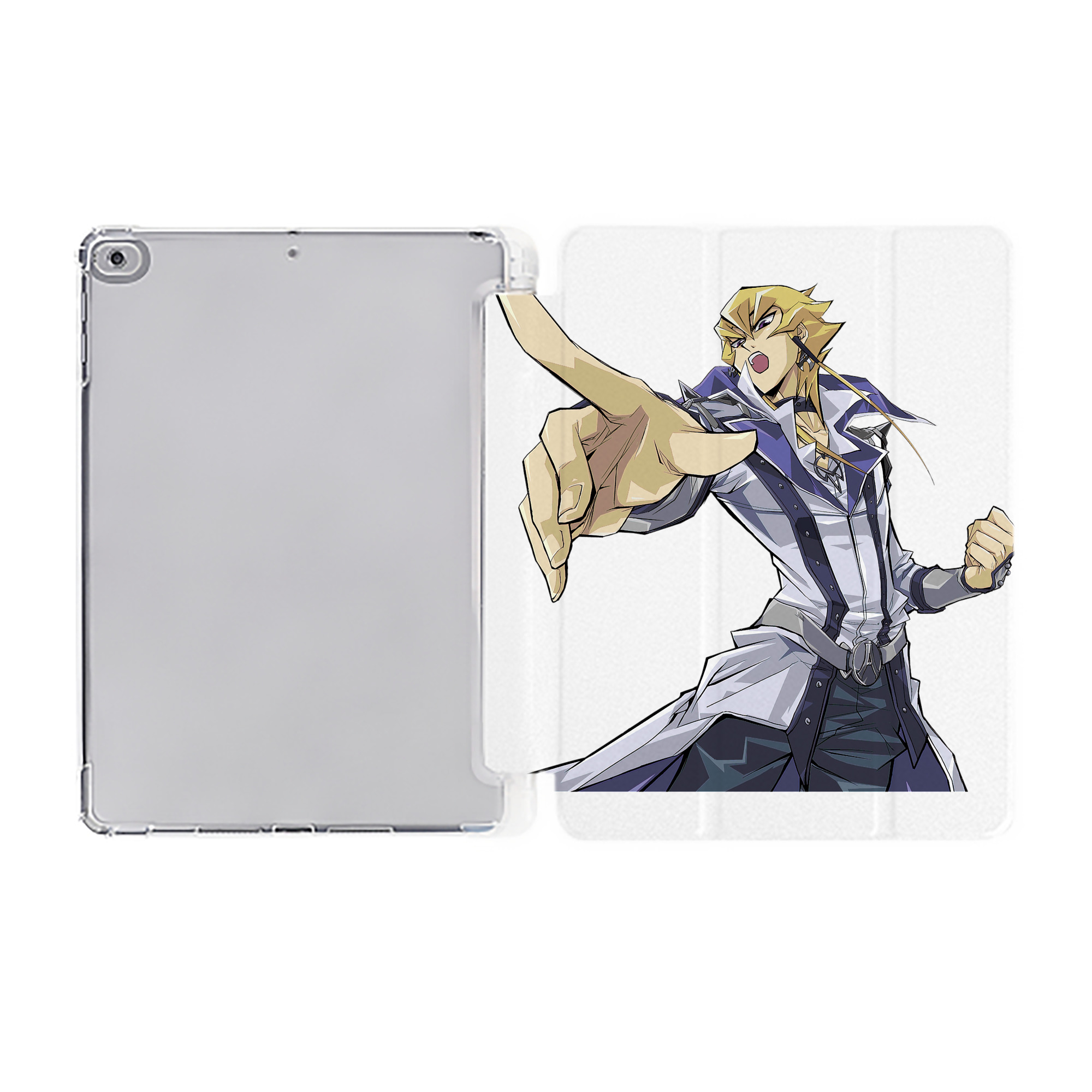 （画像用） 遊☆戯☆王 Yu-Gi-Oh! IPad ケース ペン収納付き 三つ折りスタンド PUレザー×シリコン 対応機種9.5/10.5/10.9インチ